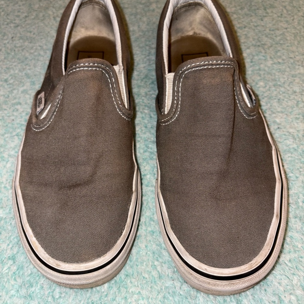 Classic Vans Women’s Gray Slip-On Shoes- Very Worn